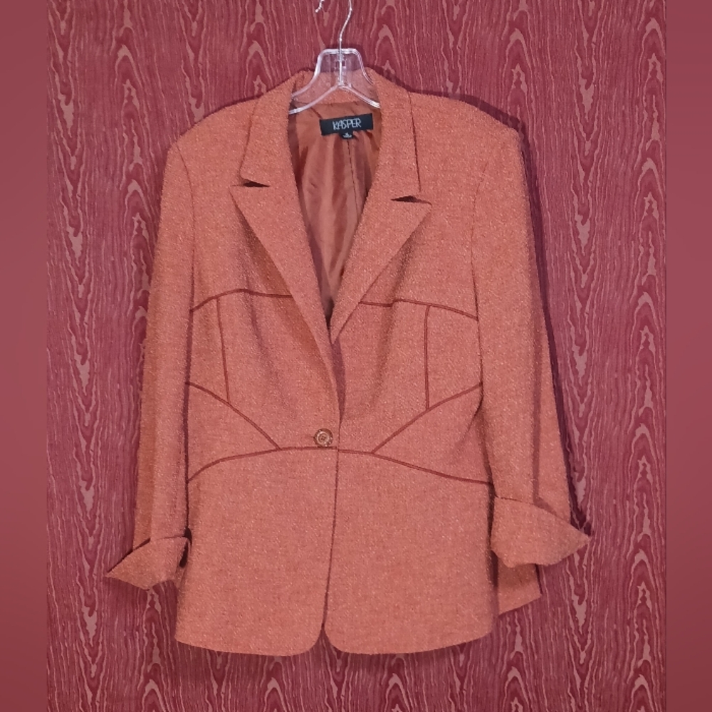 Kasper 2 Piece Orange Collared Button Long Sleeve… - image 3